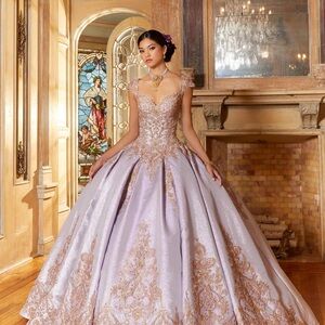 Purple and Gold Embellished Sweetheart Gown for Brides